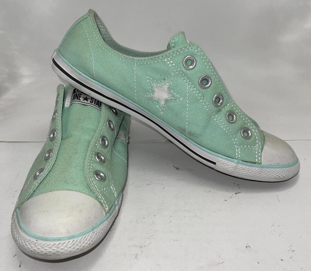 Converse One Star Shoes Womens Size 8 Mint Green Slip-On Laceless 543944FT
